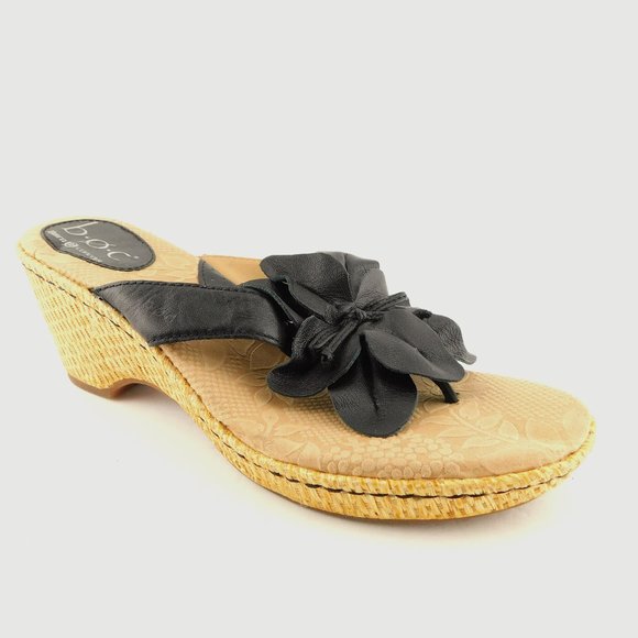 boc black flower sandals